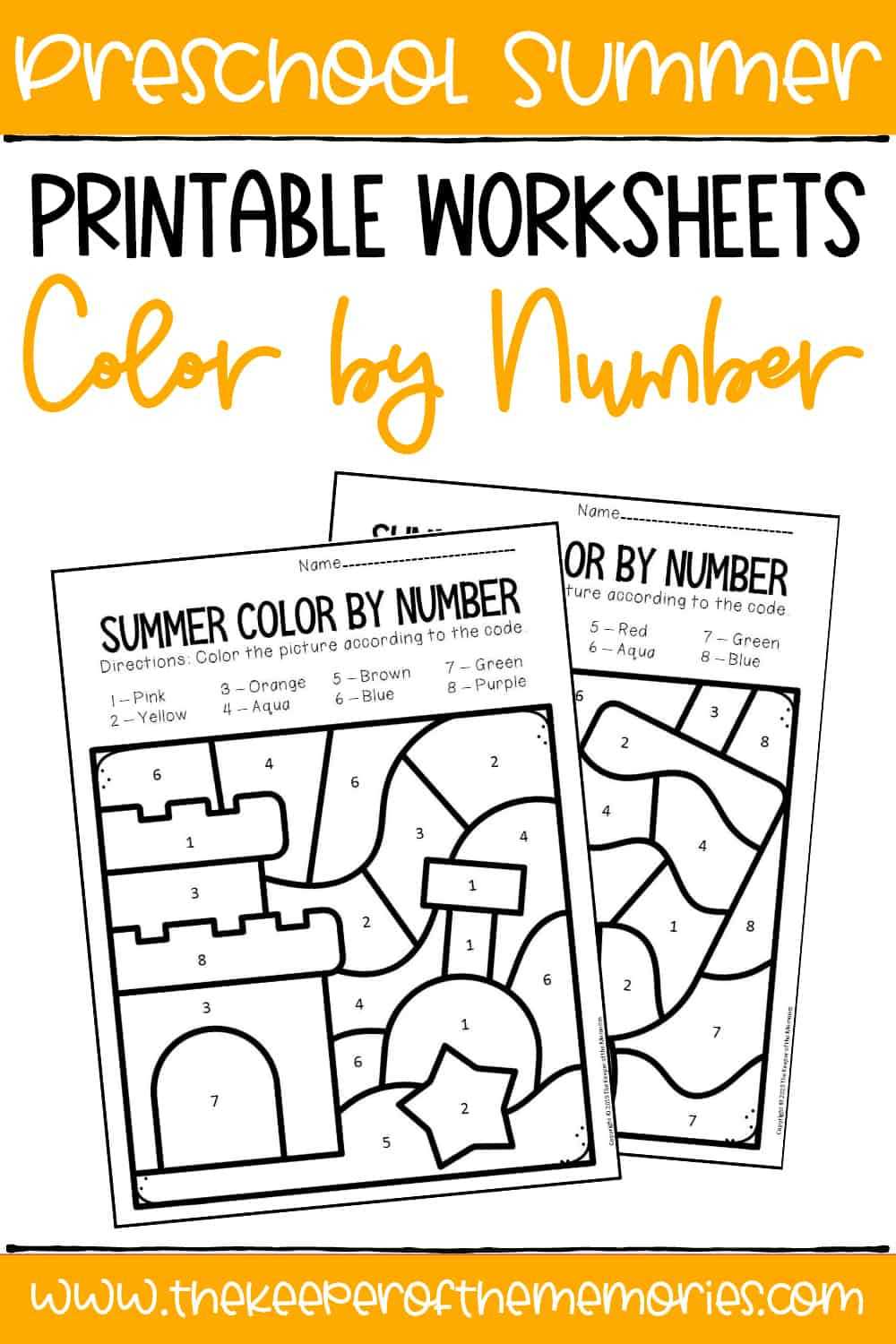 printable color by number preschool