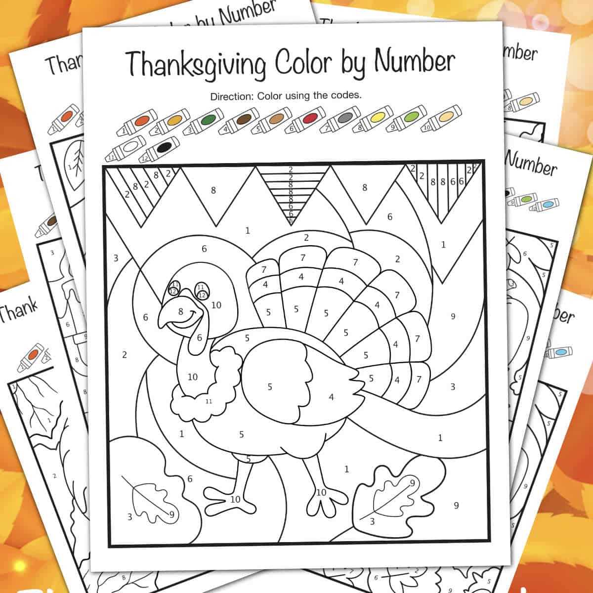 printable color by number thanksgiving