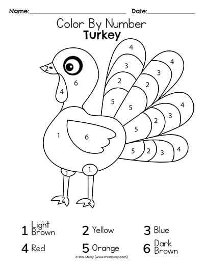 printable color by number thanksgiving