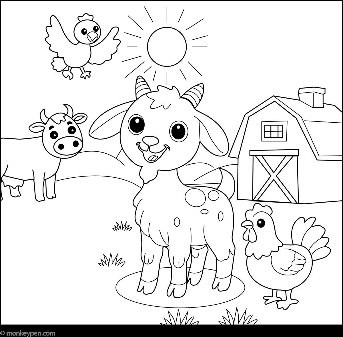 printable coloring pages farm animals