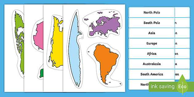 printable continent and ocean map
