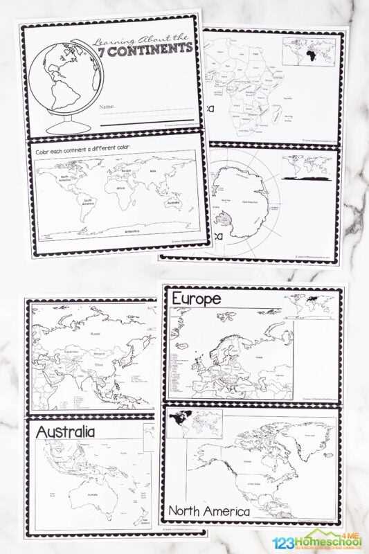 printable continent maps