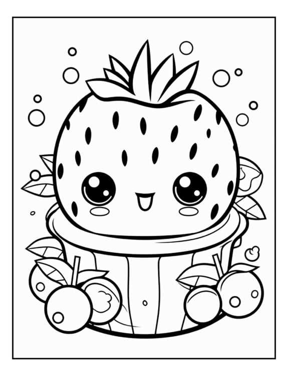 printable cute food coloring pages