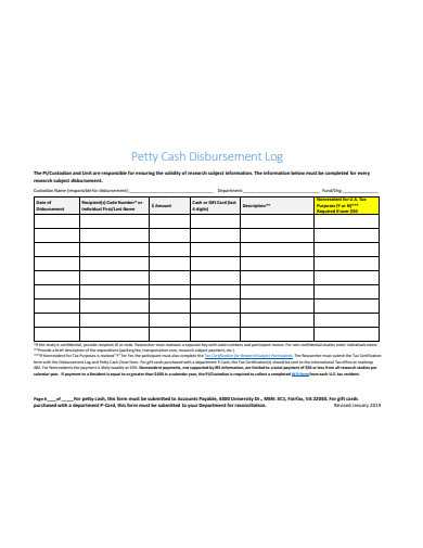 printable daily cash log template