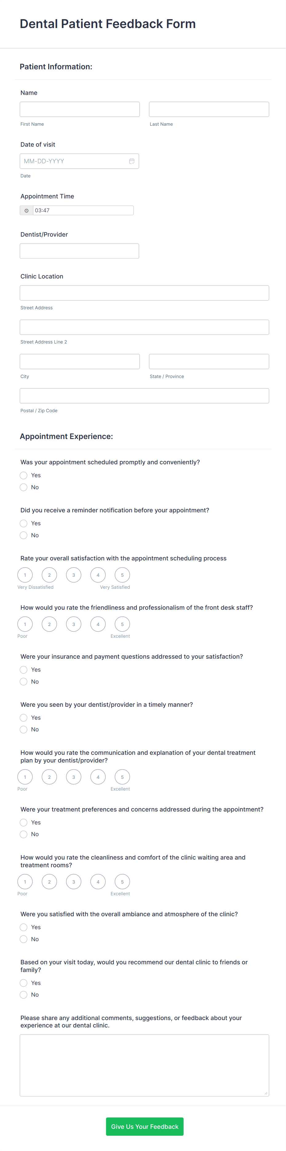 printable dental examination form