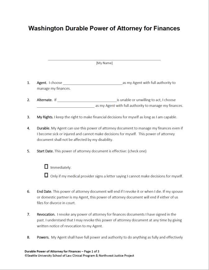 printable durable poa