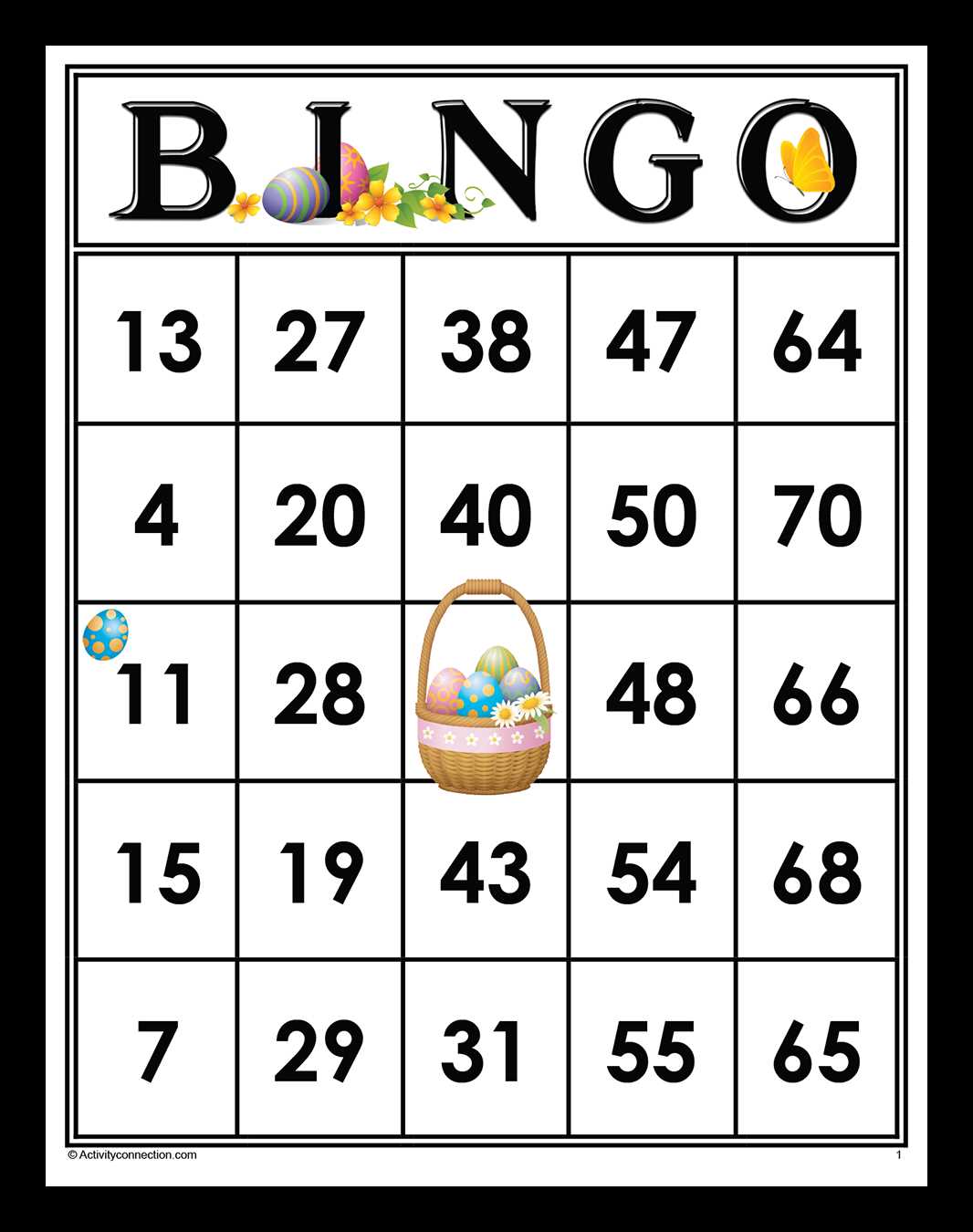 printable easter bingo