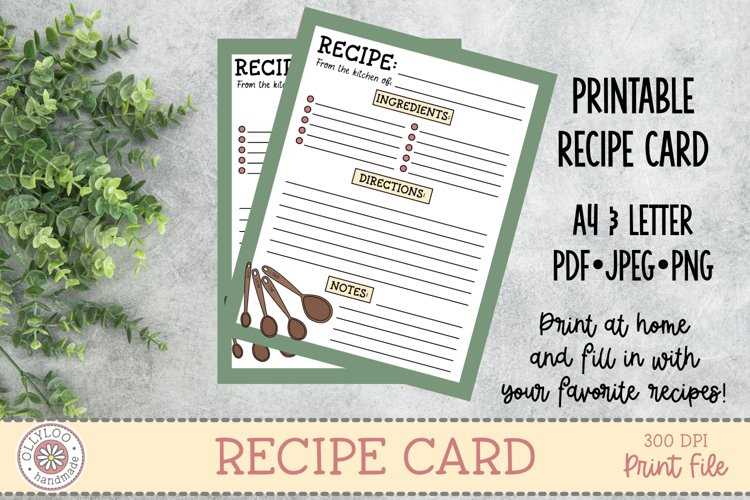 printable editable recipe card template