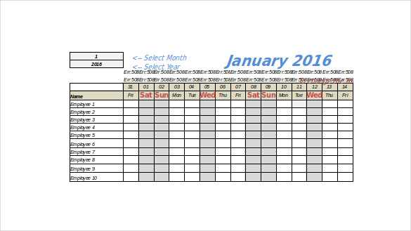 printable employee vacation tracker excel