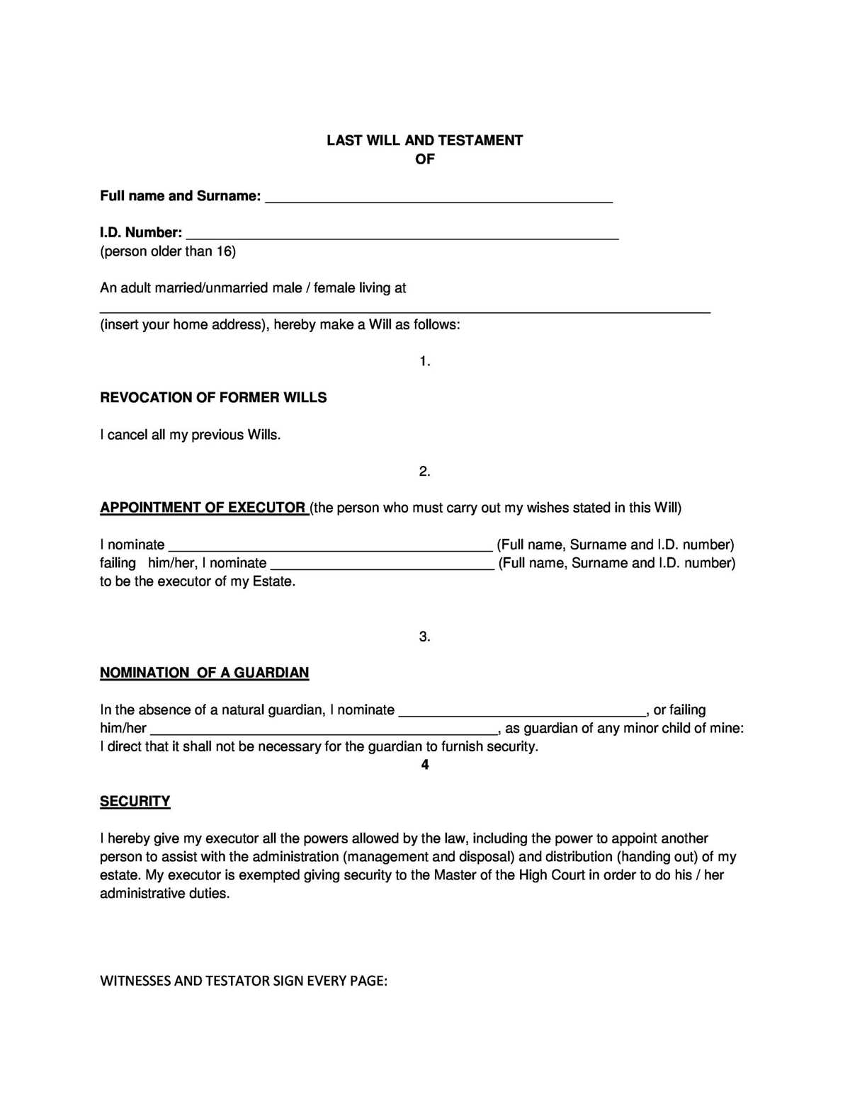 printable example of a will