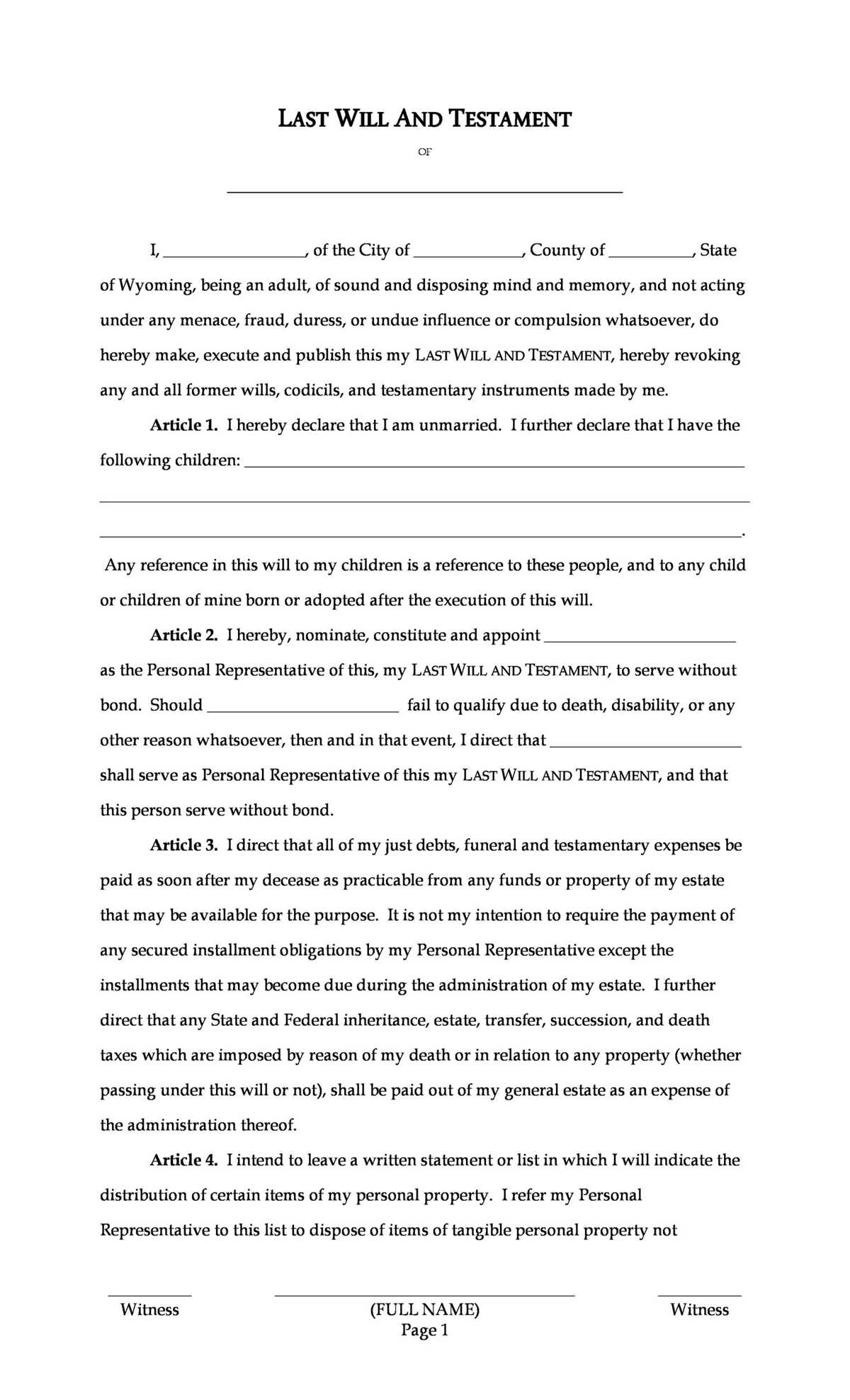 printable example of a will