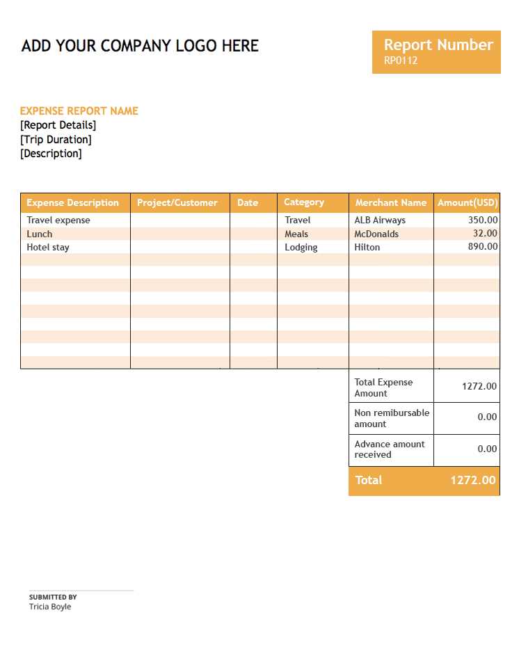 printable expense report template