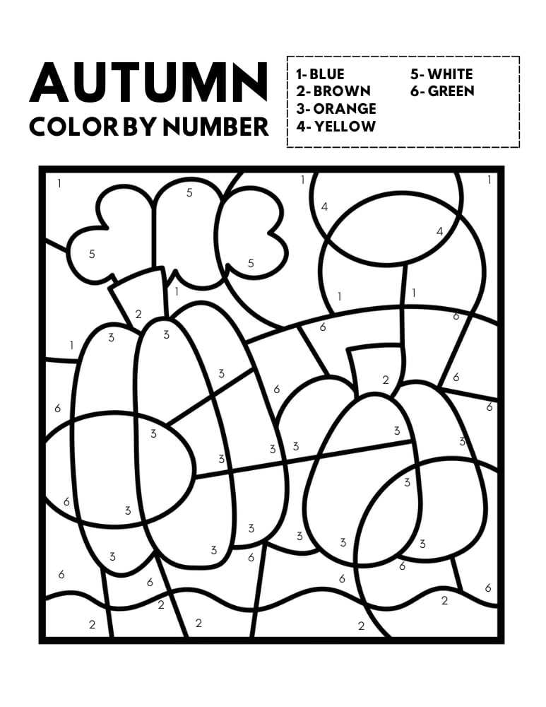 printable fall color by number