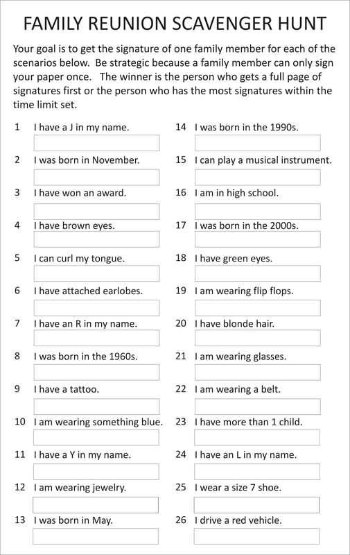 printable family reunion games
