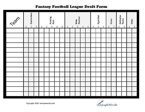 printable fantasy football roster sheet