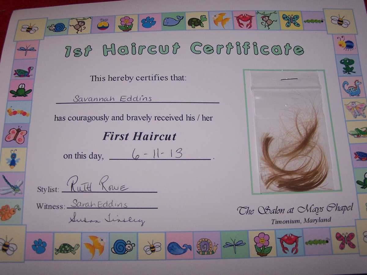 printable first haircut certificate free