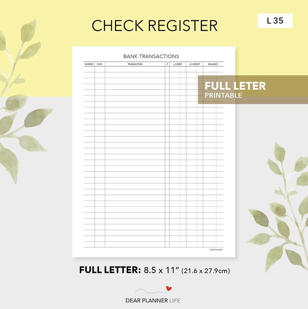printable free check register
