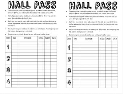 printable hall passes