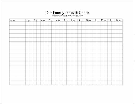 printable height chart