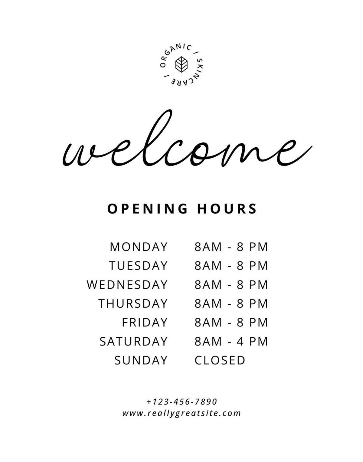 printable holiday hours template