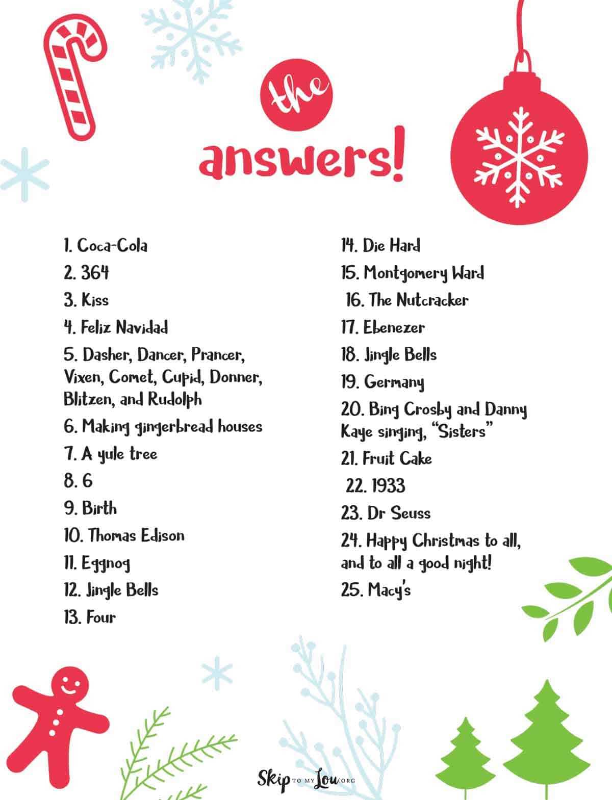 printable holiday trivia questions and answers