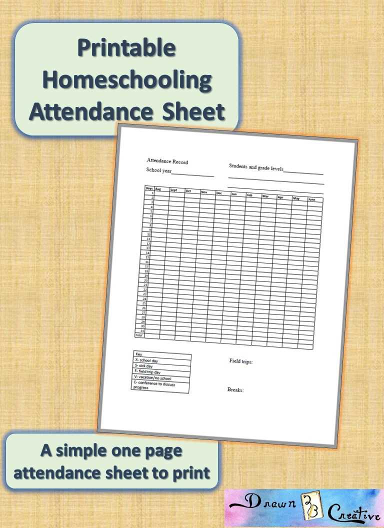 printable homeschool attendance sheet
