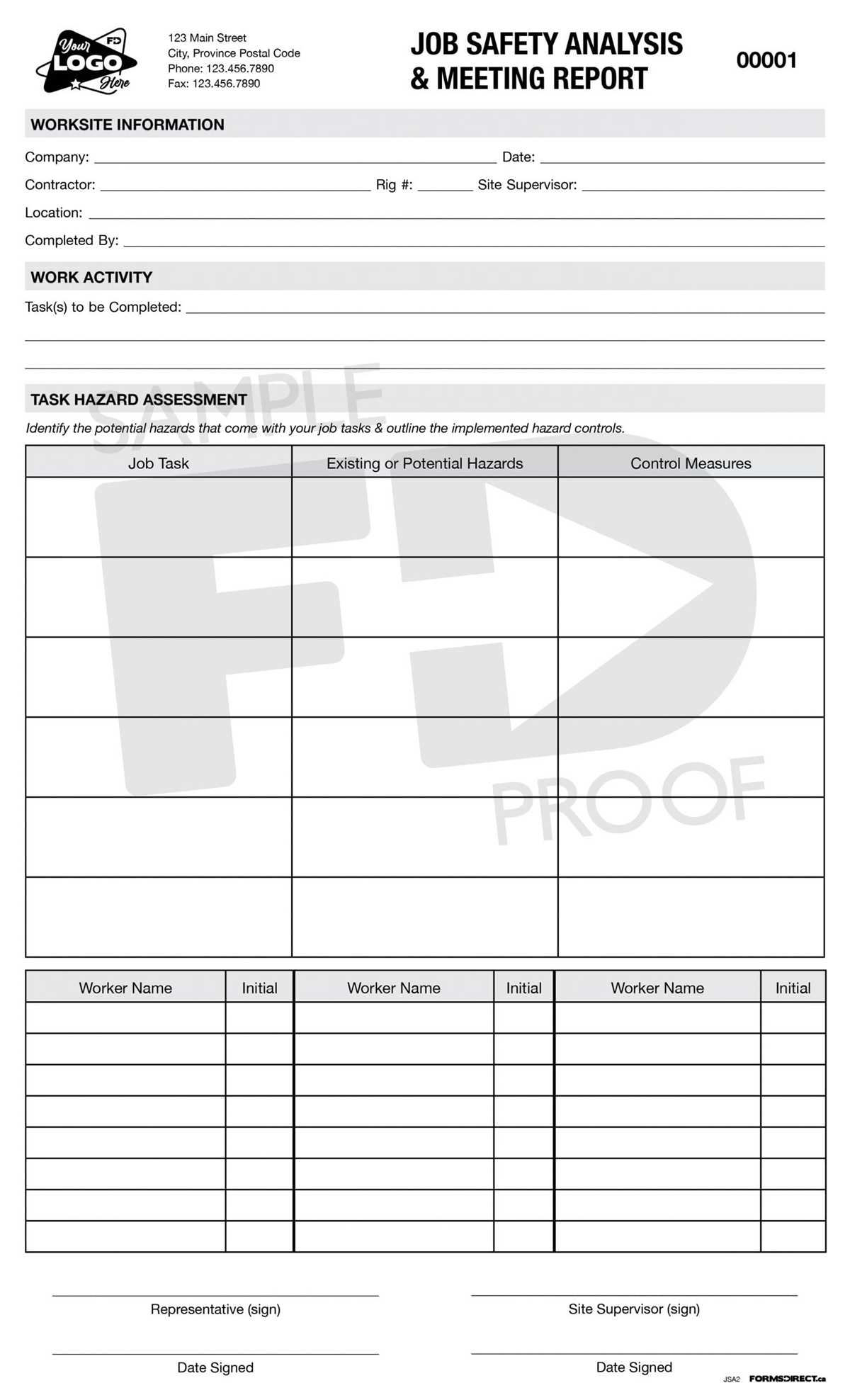 printable jsa template