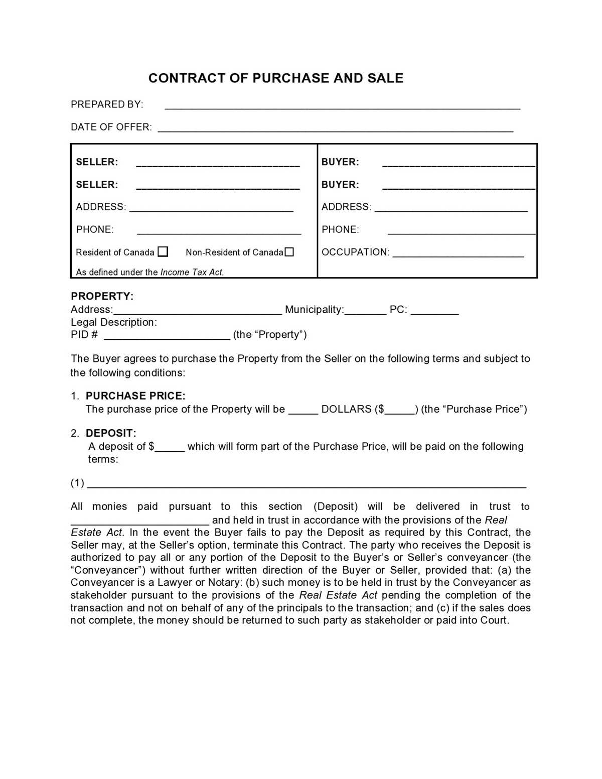 printable land contract
