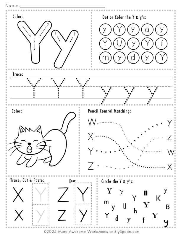 printable letter y worksheets