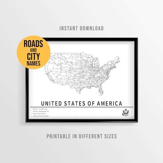 printable map of the united states with cities