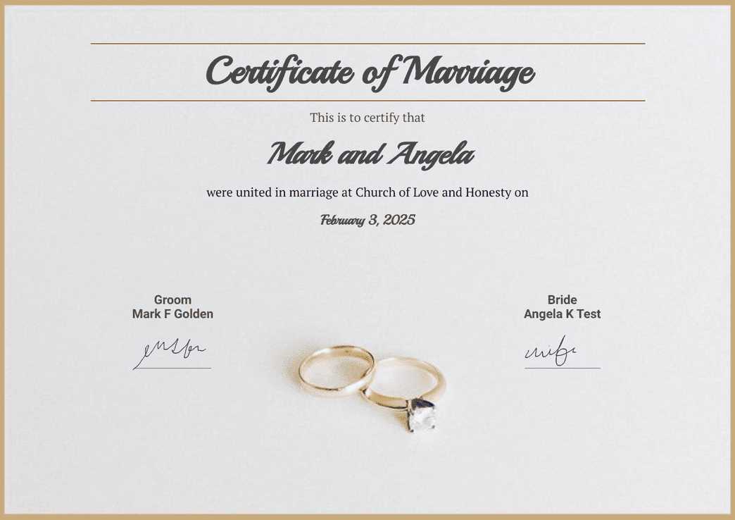 printable marriage certificate template free