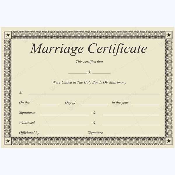printable marriage certificate template free