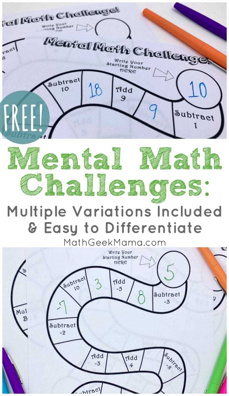 printable math challenges
