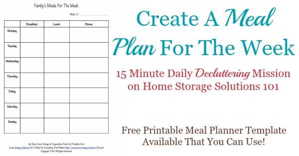 printable meal planning template