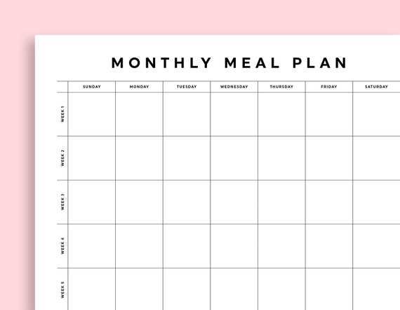 printable monthly menu planner