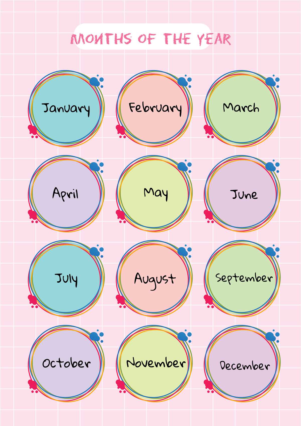 printable months of the year chart