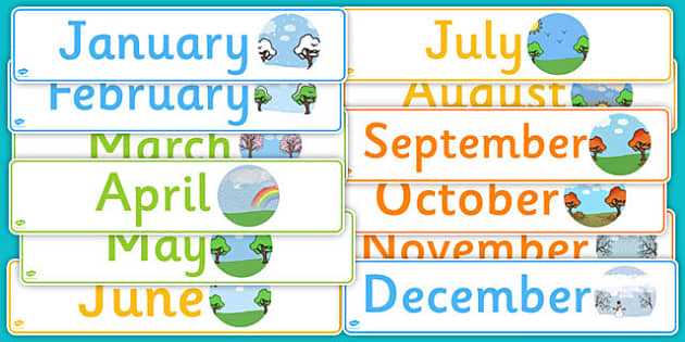 printable months of the year