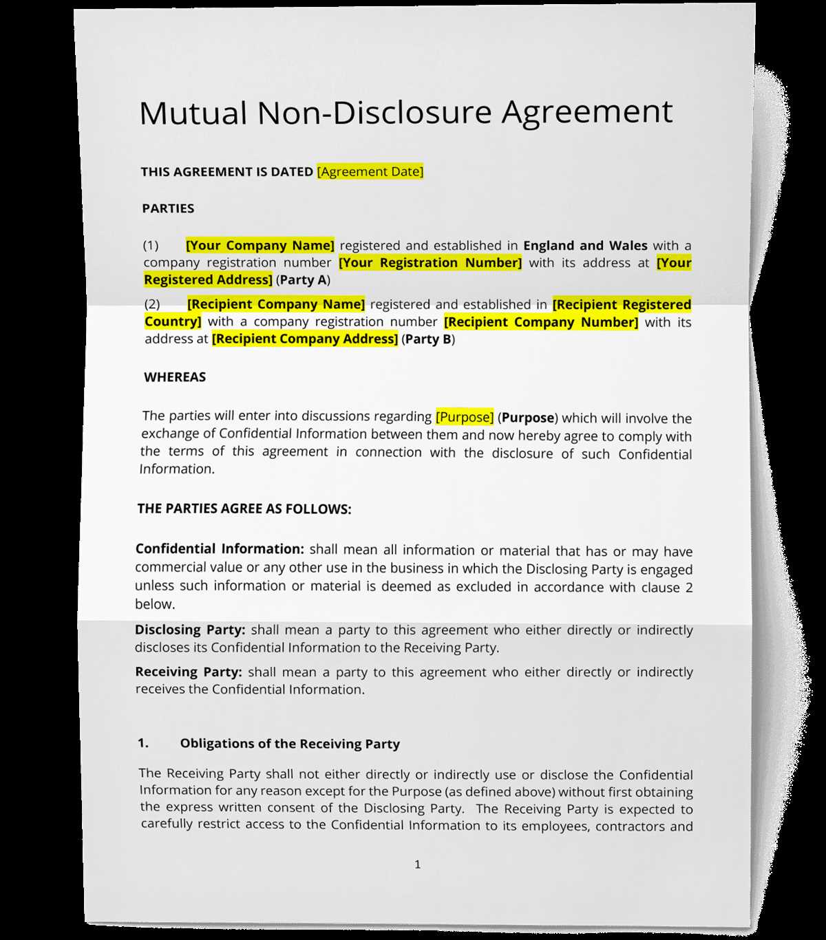 printable nda agreement