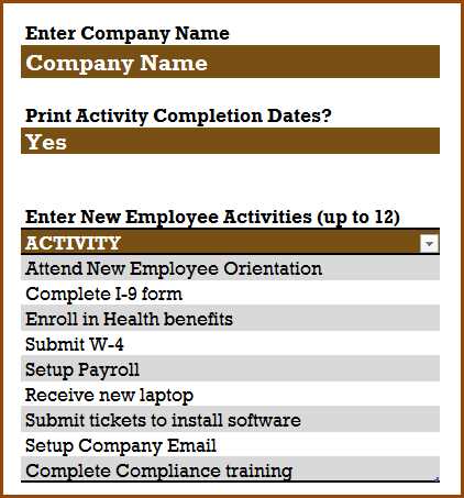 printable new employee checklist template