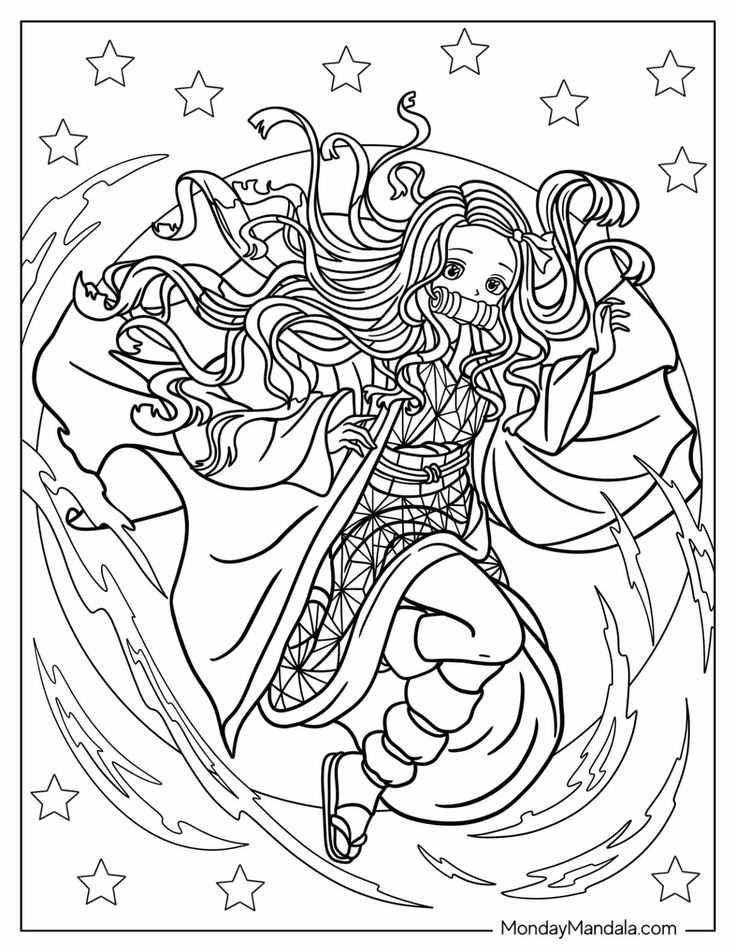 printable nezuko coloring page