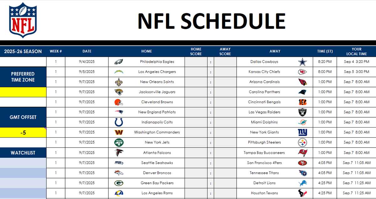 printable nfl schedule week 8