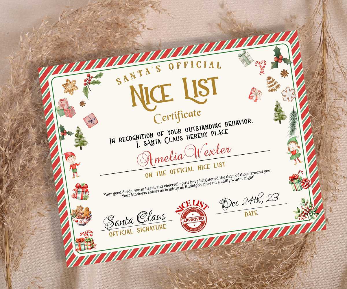 printable nice list certificate free