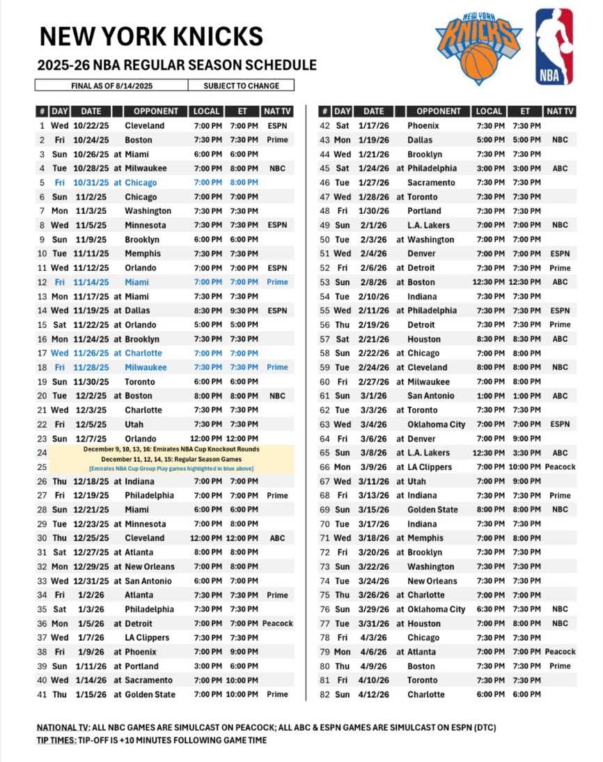 printable ny knicks schedule