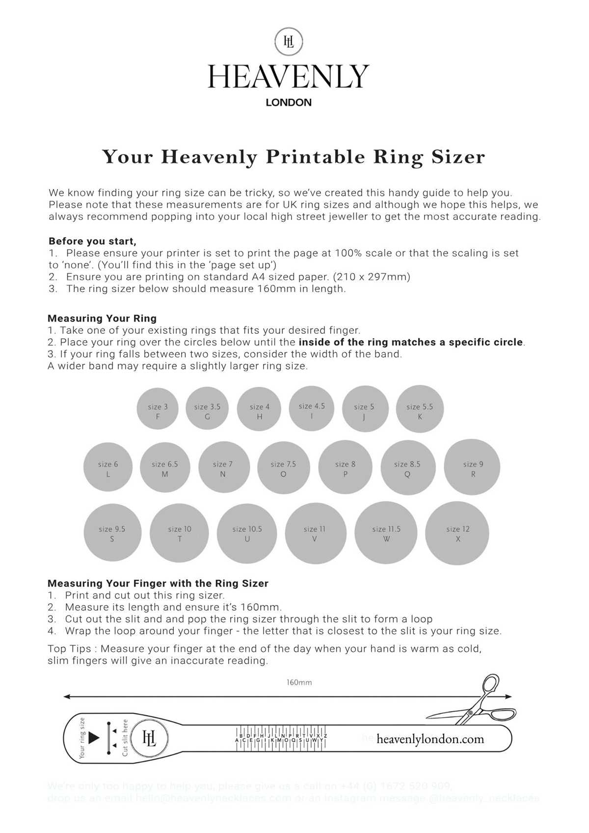 printable paper ring sizer