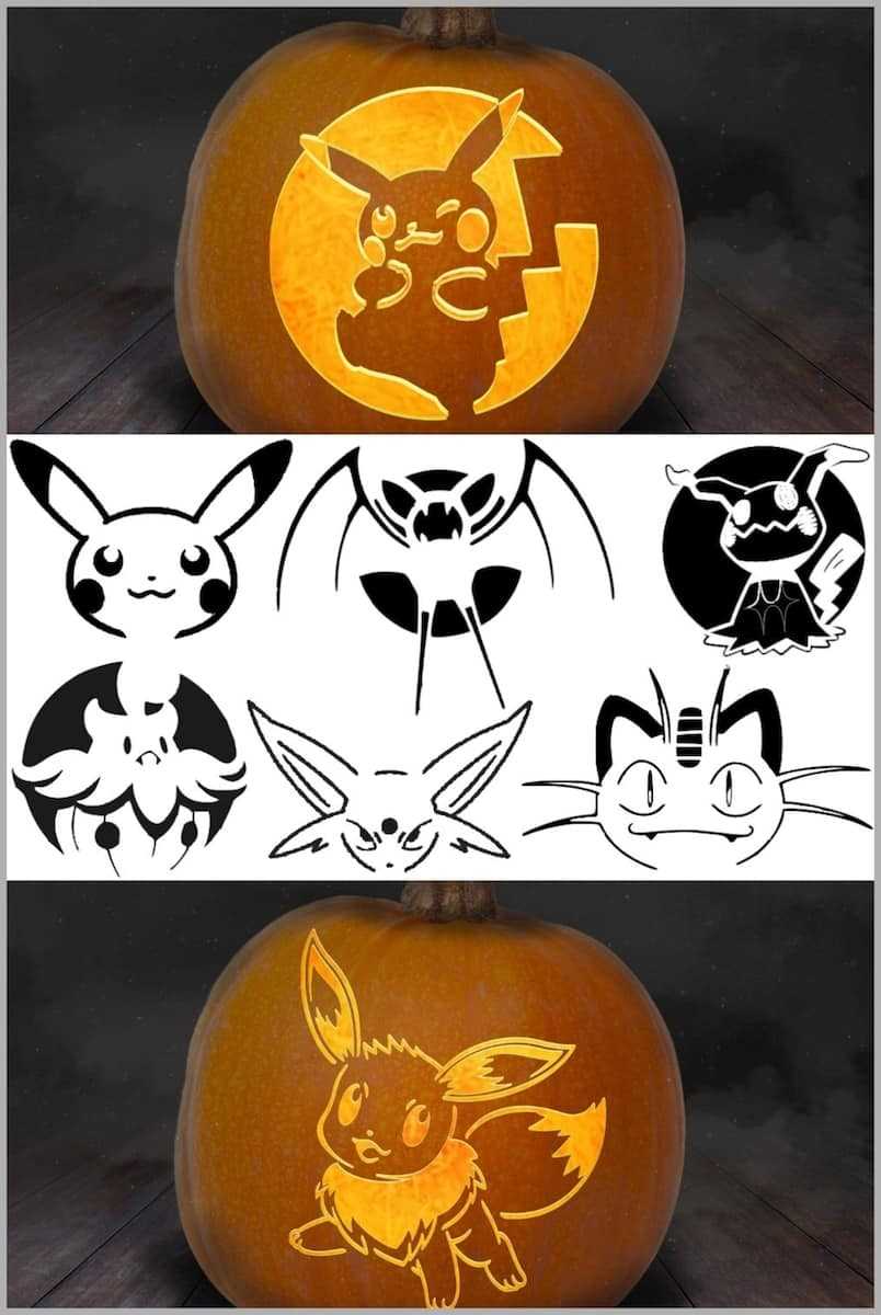 printable pikachu pumpkin stencil