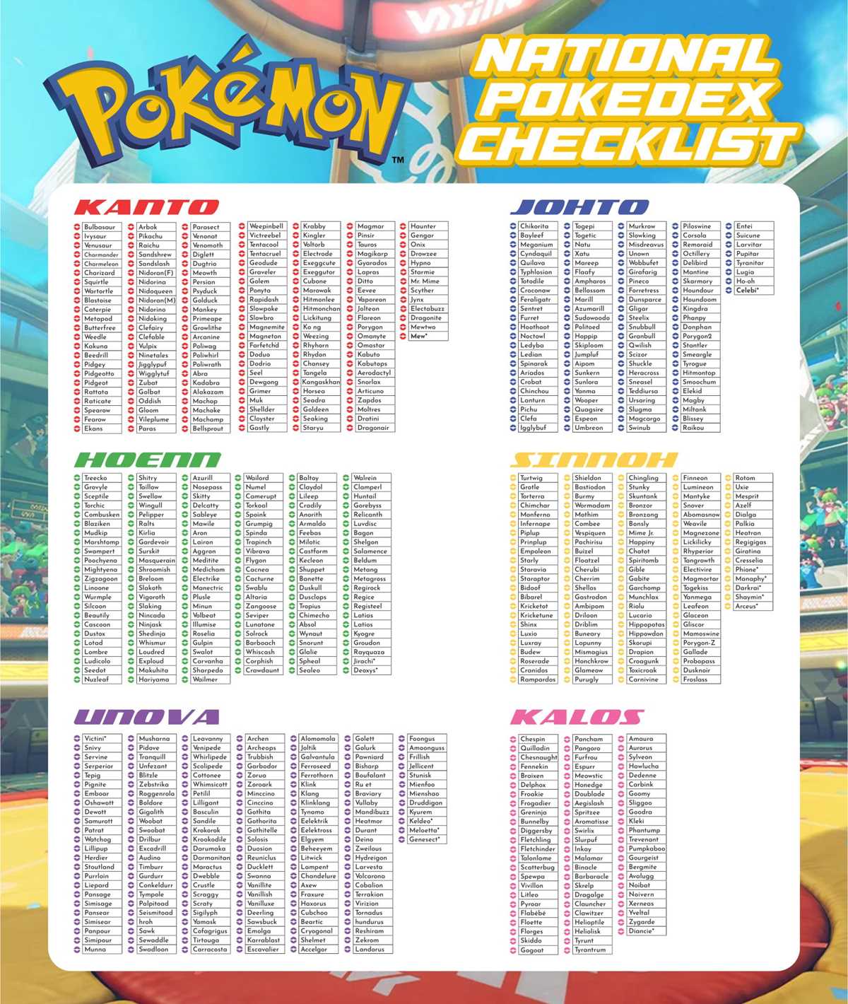 printable pokemon trading card checklist