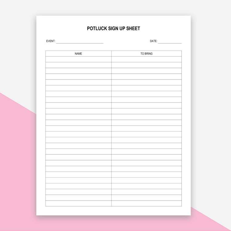 printable potluck sign ups