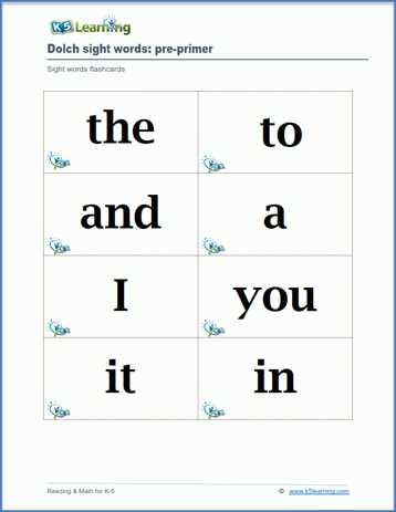 printable pre k sight words