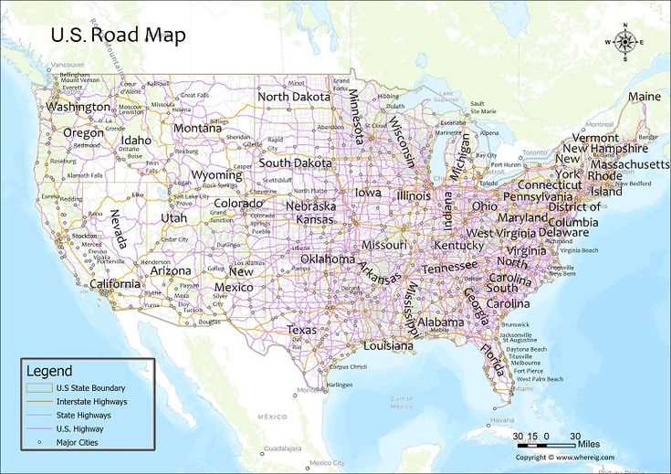 printable road map of the united states