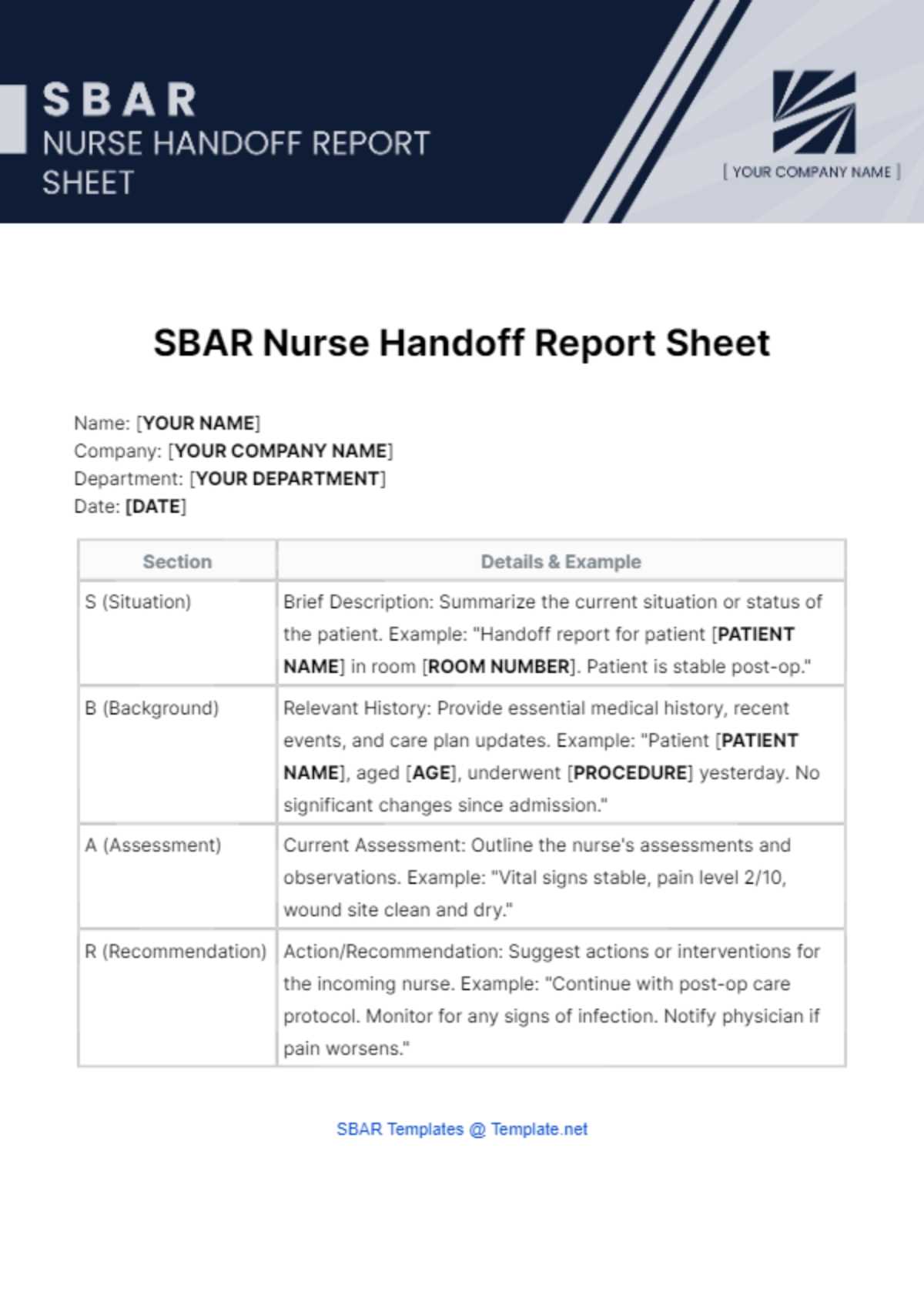 printable sbar nursing
